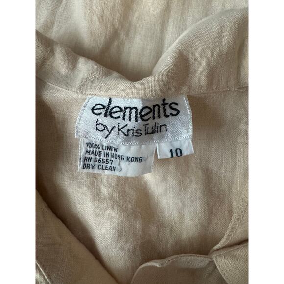 Vintage | 100% Linen Beige Short Sleeve Polo | Size 10 - Picture 5 of 5